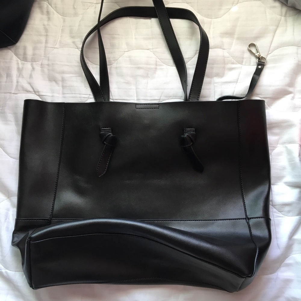 Black Leather Tote Bag